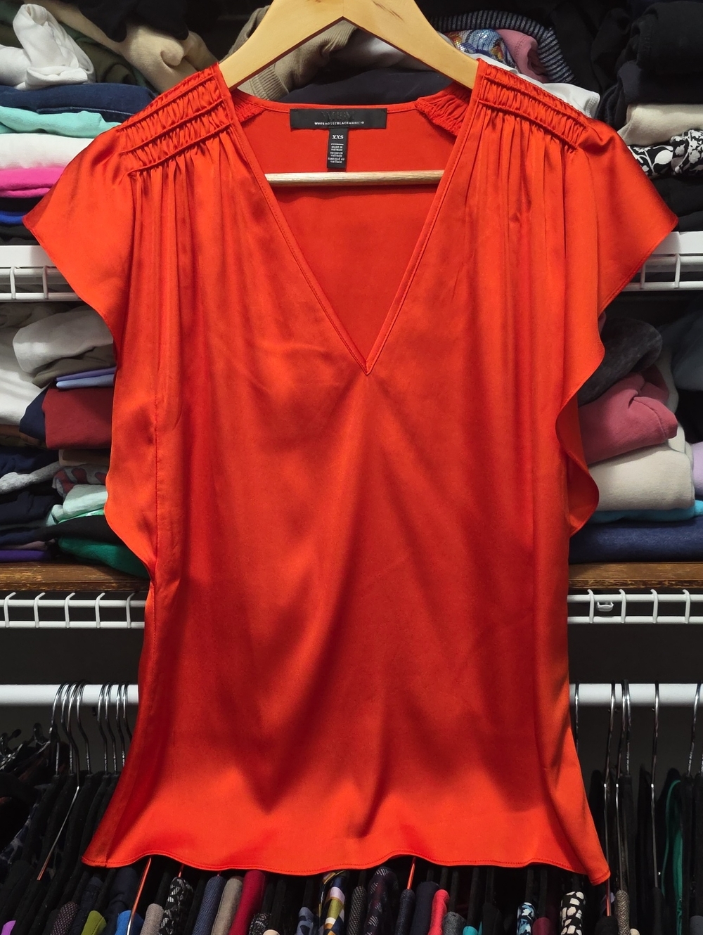 WHBM Orange Silky Top